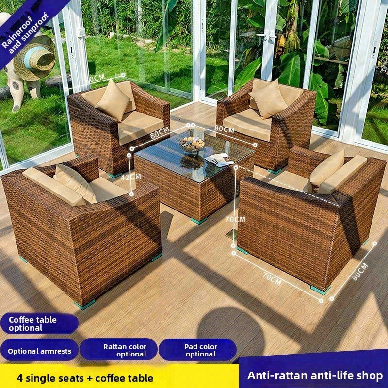 戶外PE藤編沙發組合套裝 SOFA129 側面角度 2