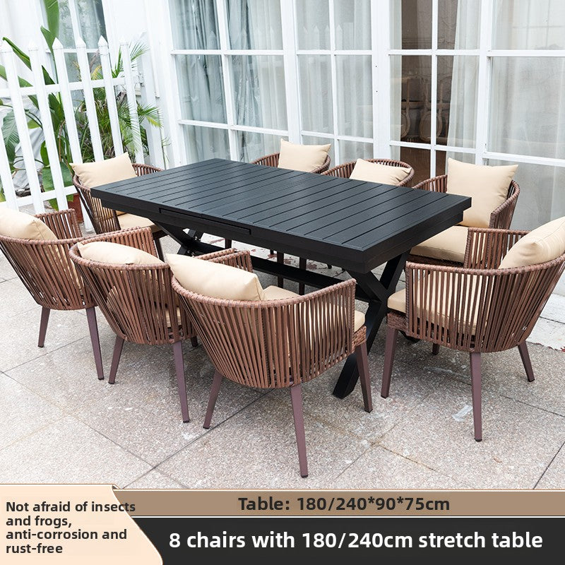Outdoor PE Rattan Polywood Dining Set TC096