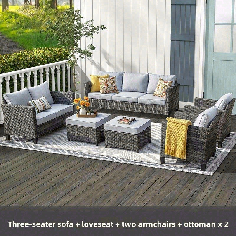 戶外PE藤編北歐花園沙發組合 SOFA132 尺寸比例參考