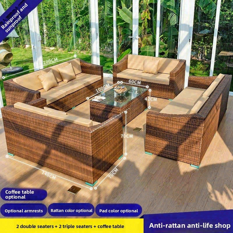 戶外PE藤編沙發組合套裝 SOFA129 側面角度 3
