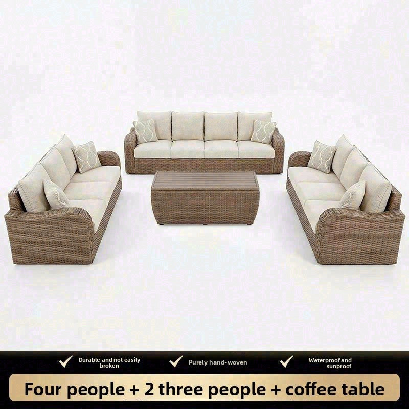 戶外PE藤編沙發組合套裝 SOFA128 正面全景 4