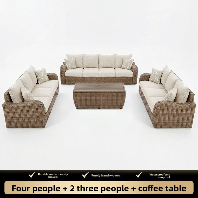 戶外PE藤編沙發組合套裝 SOFA128 正面全景 4
