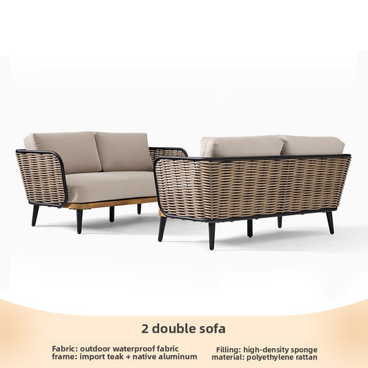 Outdoor PE Rattan Designer Teak Sofa Set SOFA137
