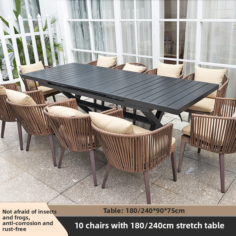 Outdoor PE Rattan Polywood Dining Set TC096