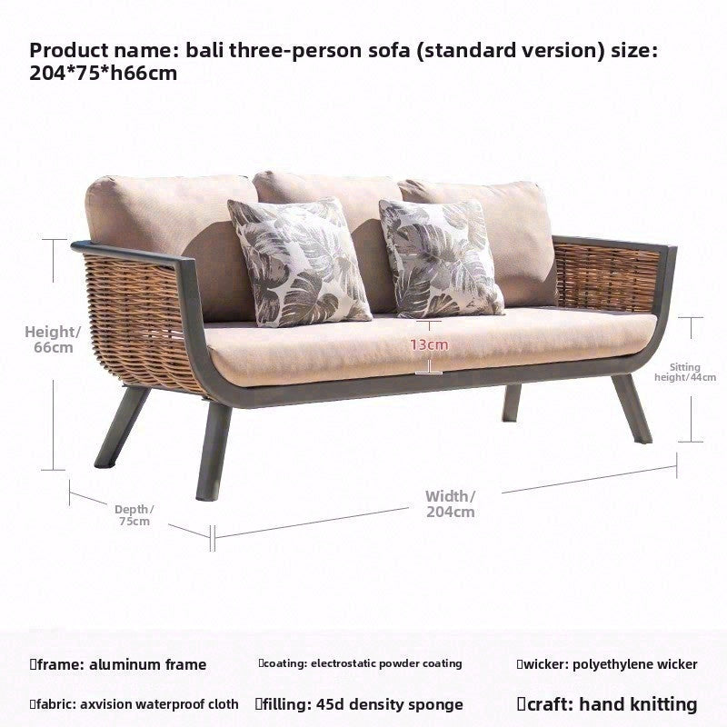 戶外PE藤編防水沙發組合套裝 SOFA136 側面角度 2