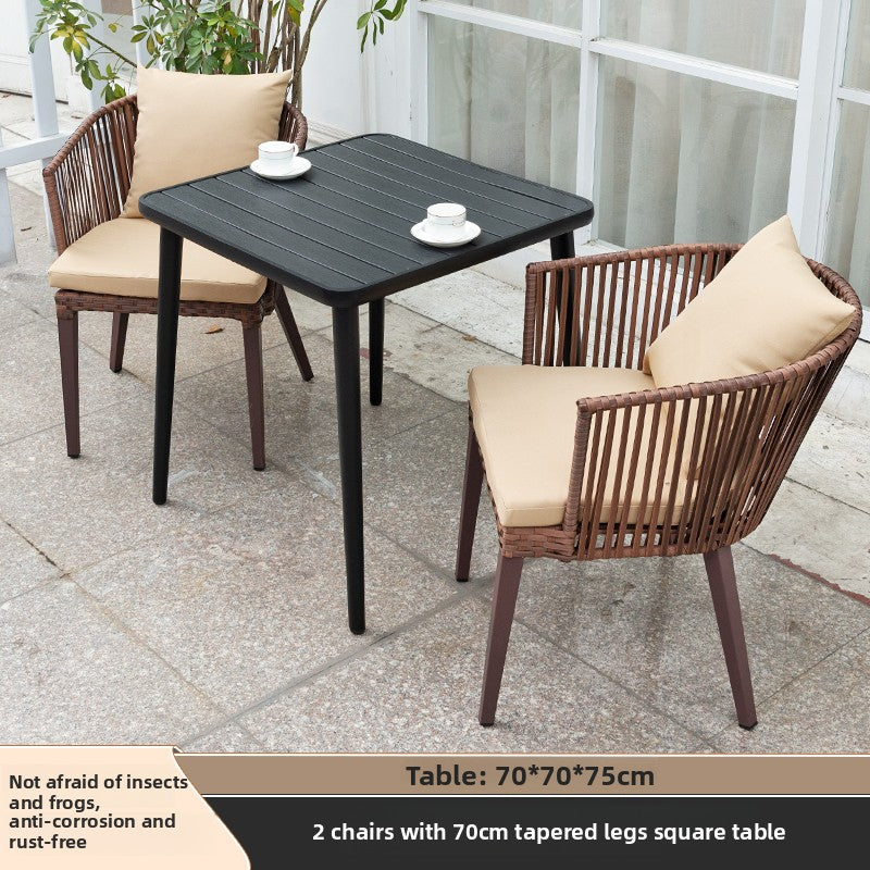 Outdoor PE Rattan Polywood Dining Set TC096
