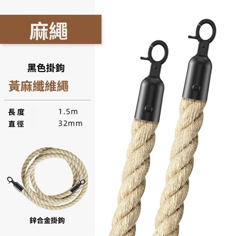 Rope Stanchion — Jute Rope Queue Barrier Post 88cm, Black / Silver (post & rope sold separately) QS025