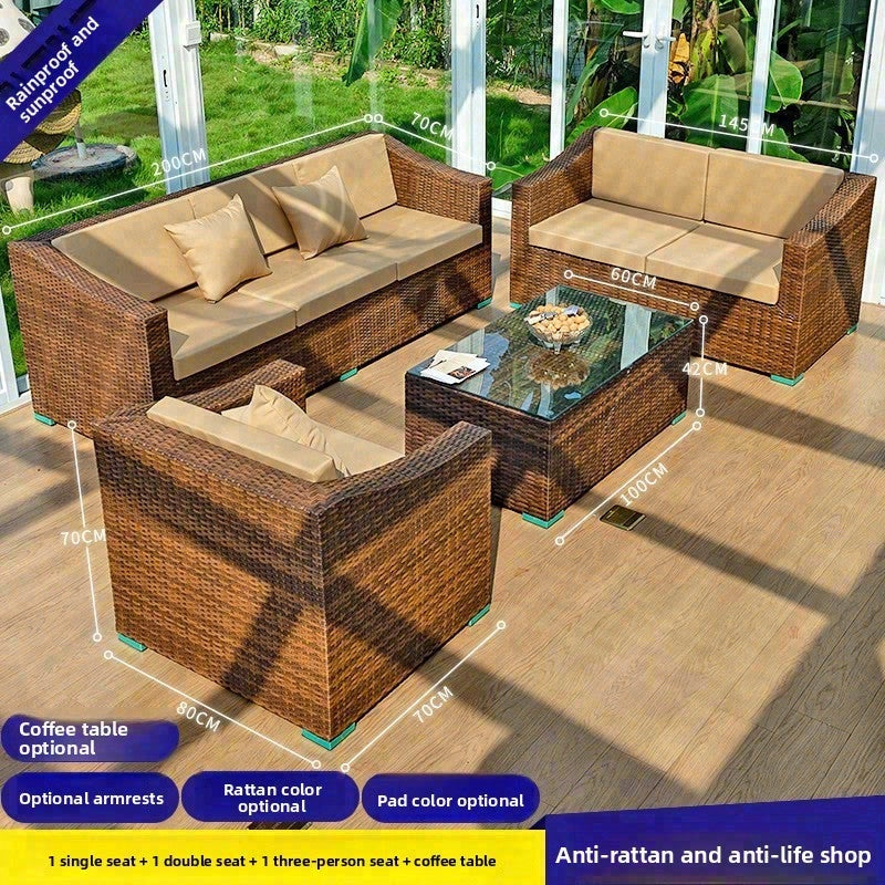 戶外PE藤編沙發組合套裝 SOFA129 座面細節