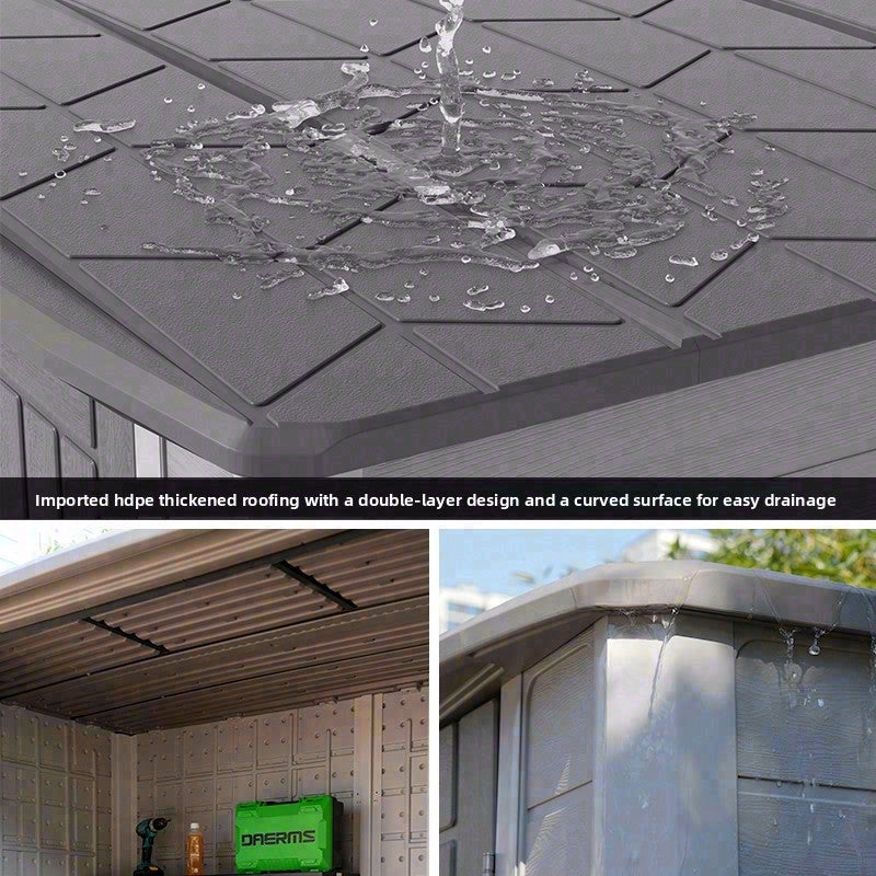 Chill-Home HDPE Outdoor Storage Shed — Flat Roof 5-Bay approx. 11.1㎡ (5 windows) SH006