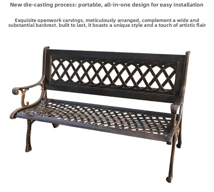 Rust-Proof Cast Aluminum Mesh Park Bench 1.3m with Backrest EFWB-033