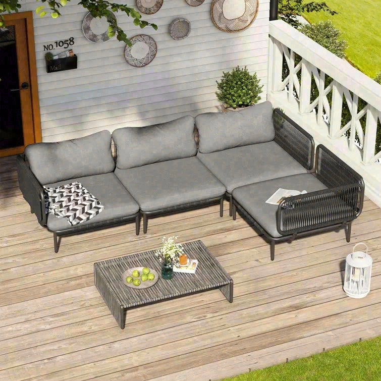 戶外北歐風PE藤編沙發套裝 SOFA130 正面全景 2