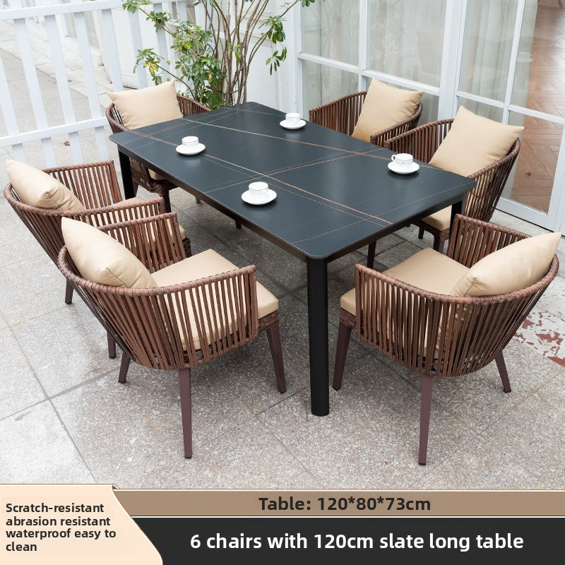 Outdoor PE Rattan Polywood Dining Set TC096
