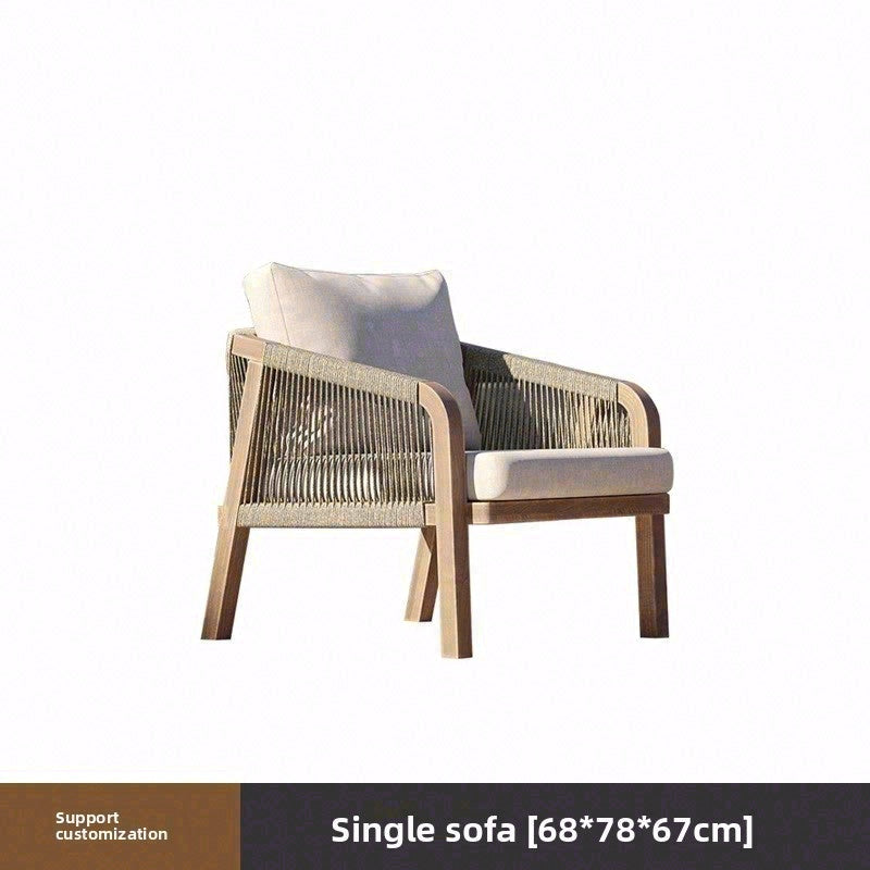 戶外PE藤編柚木/鋁合金沙發組合 SOFA135 座面細節