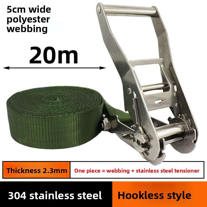 304 Stainless Steel Ratchet Strap 5cm Wide Hookless 3-30m (Single Strap) | Typhoon Tie-Down