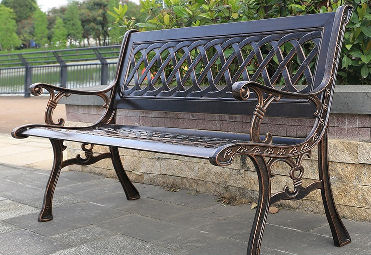 Rust-Proof Cast Aluminum Mesh Park Bench 1.3m with Backrest EFWB-033