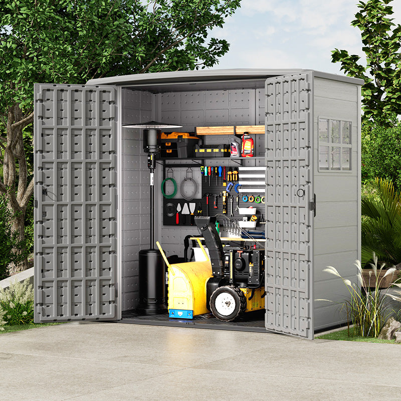 Chill-Home HDPE Outdoor Storage Shed — Flat Roof 5-Bay approx. 11.1㎡ (5 windows) SH006