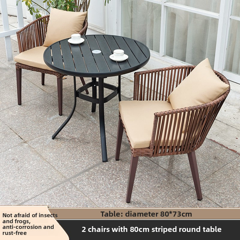 Outdoor PE Rattan Polywood Dining Set TC096