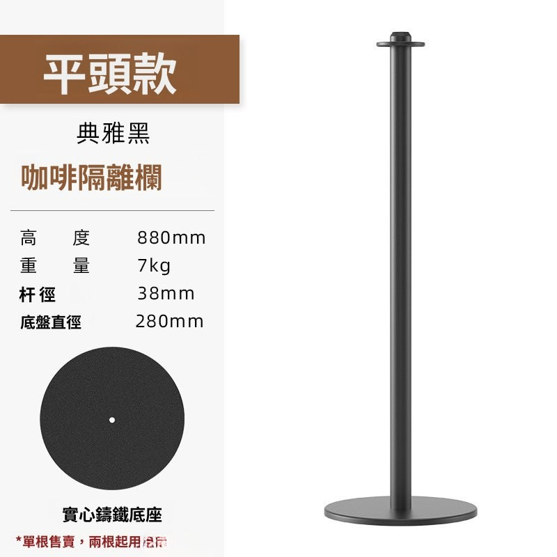 Rope Stanchion — Jute Rope Queue Barrier Post 88cm, Black / Silver (post & rope sold separately) QS025
