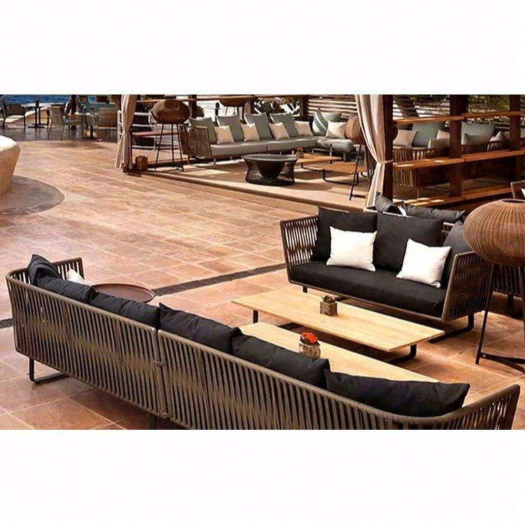 戶外PE藤編鋁架沙發組合套裝 SOFA133 側面角度
