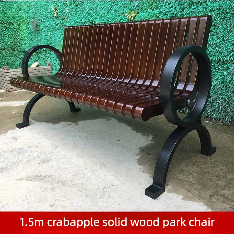 Solid Haitang Wood Outdoor Park Bench 1.4m Coffee EFWB-044