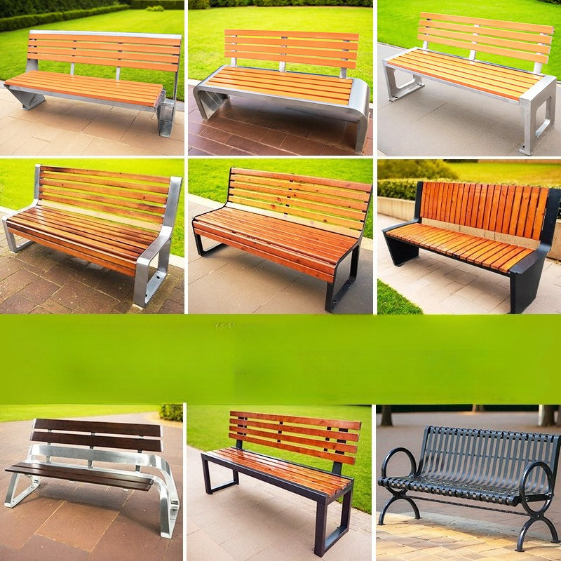 Custom WPC Outdoor Park Bench Metal Frame 11 Styles With/Without Backrest EFWB-051