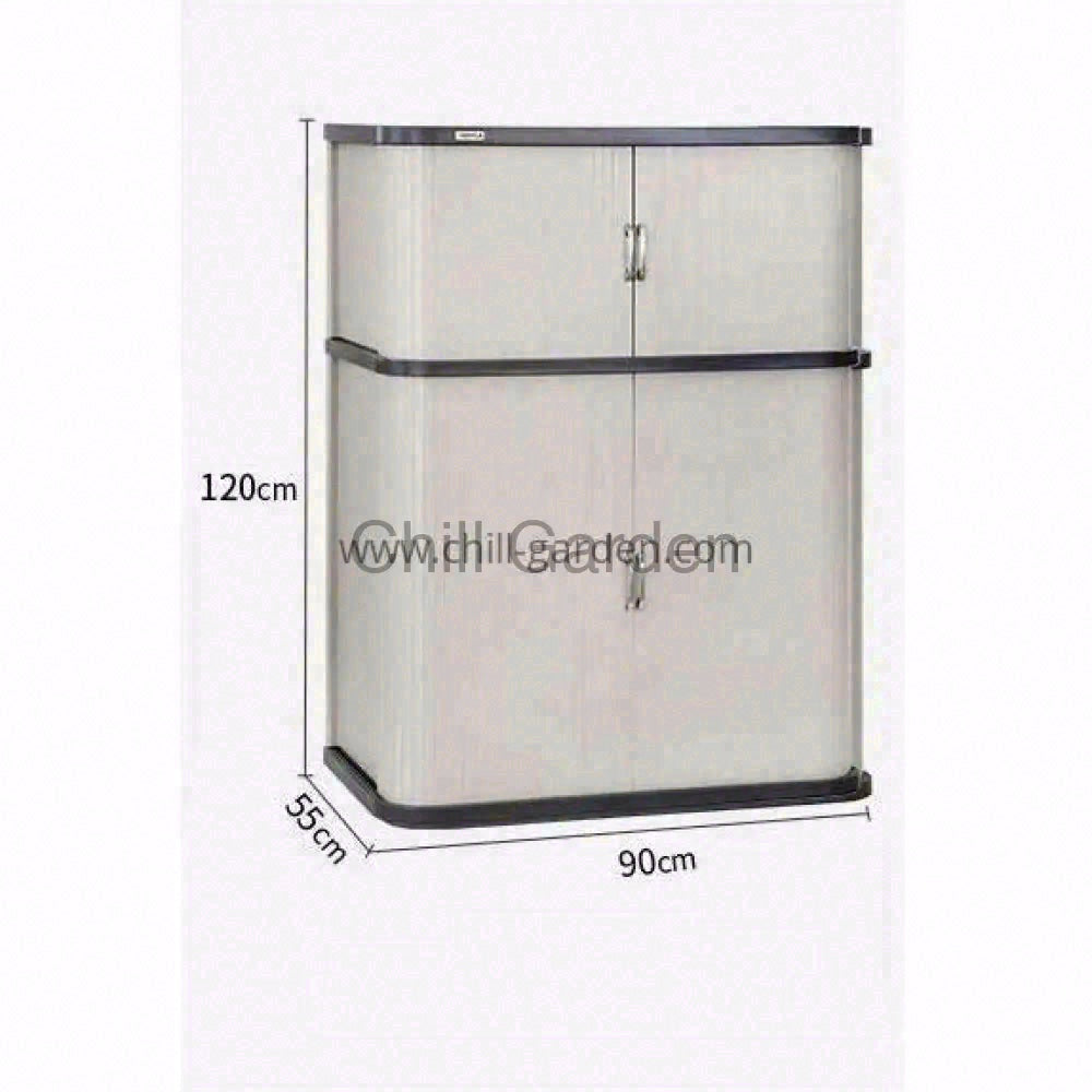 HDPE LM01趟門戶外防水儲物櫃90×55×120cm白色防曬耐用