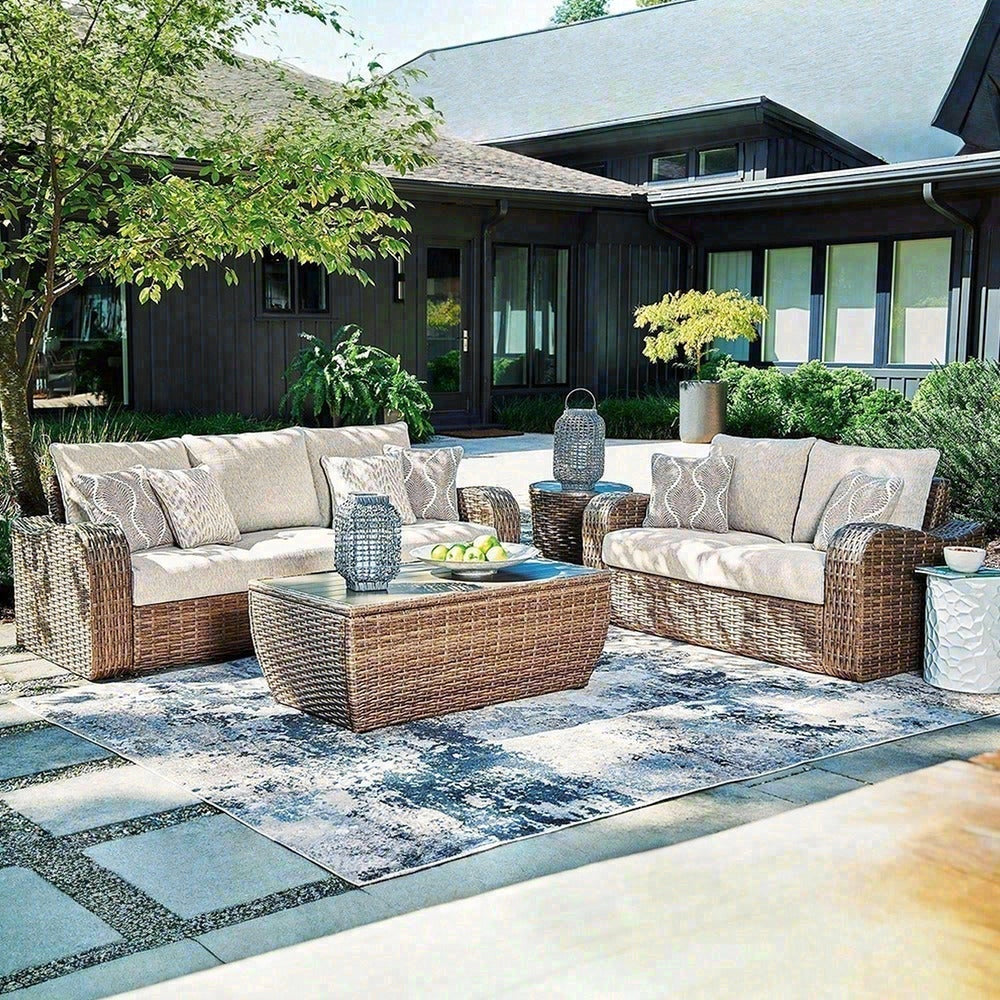 戶外PE藤編沙發組合套裝 SOFA128 正面全景