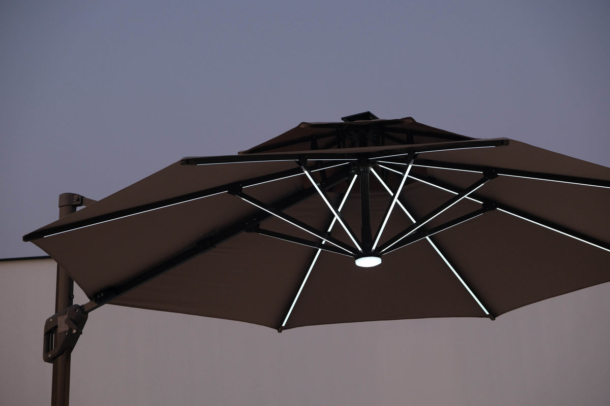 標準款 LED燈 3米方形太陽傘 SUN001 LED燈條夜間亮燈特寫