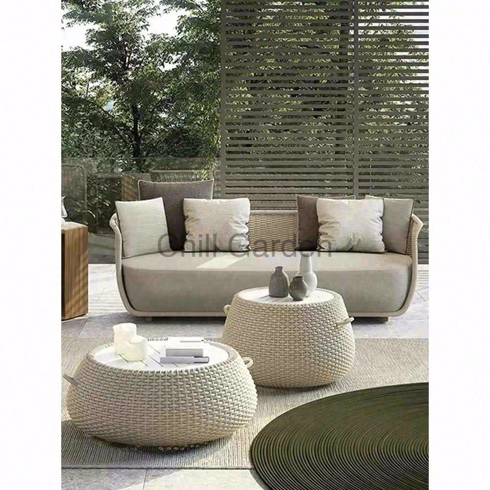 SOFA014戶外沙發套裝藤椅咖啡桌全景展示