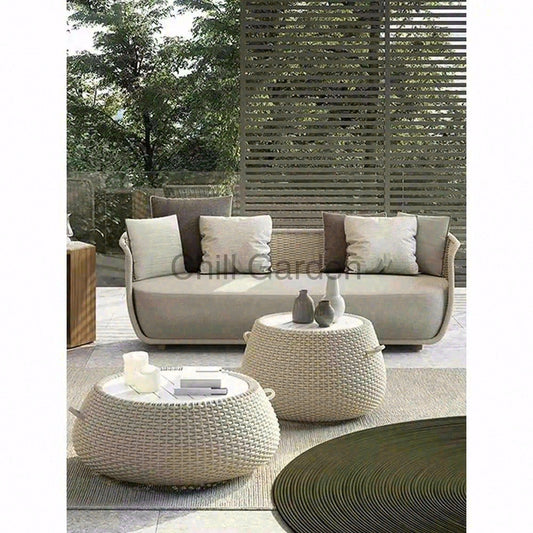 SOFA014戶外沙發套裝藤椅咖啡桌全景展示