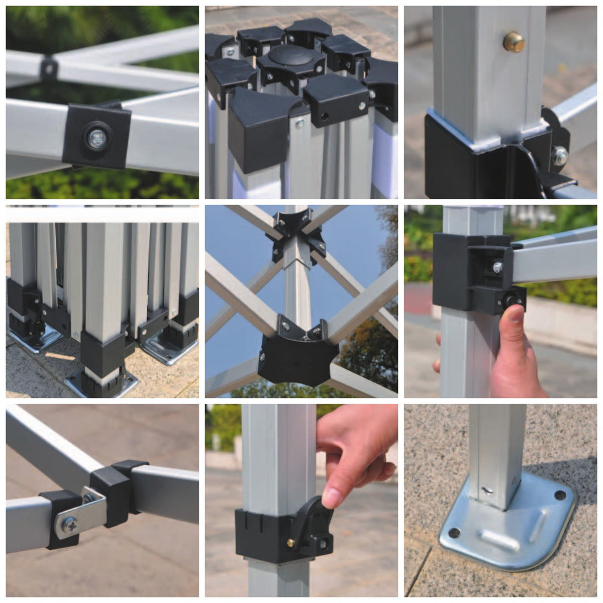 40mm square aluminium tent frame TNT004 – frame and connector details