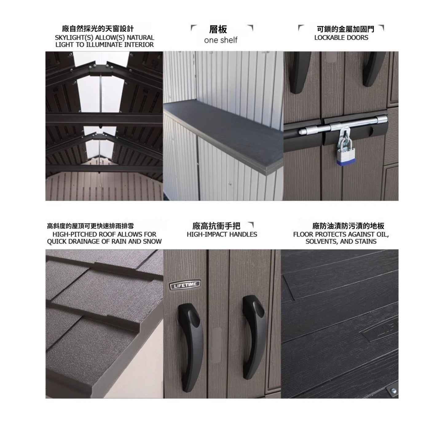 美國 Lifetime HDPE戶外屋 7呎X4.5呎 Lifetime-HDH-02